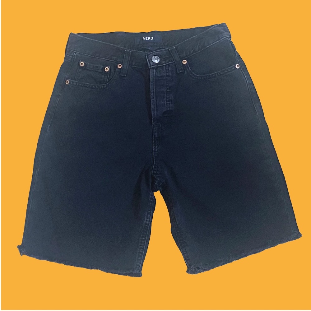 High-Rise Denim Bermuda Shorts